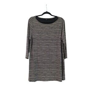 J. Jill Wearever Collection 3/4 Sleeve Tunic Top Size L Black Cream Stripe